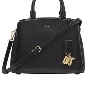 DKNY Black Satchel with Gold Hardware